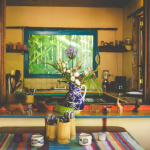 A view into the kitchen from the dining area